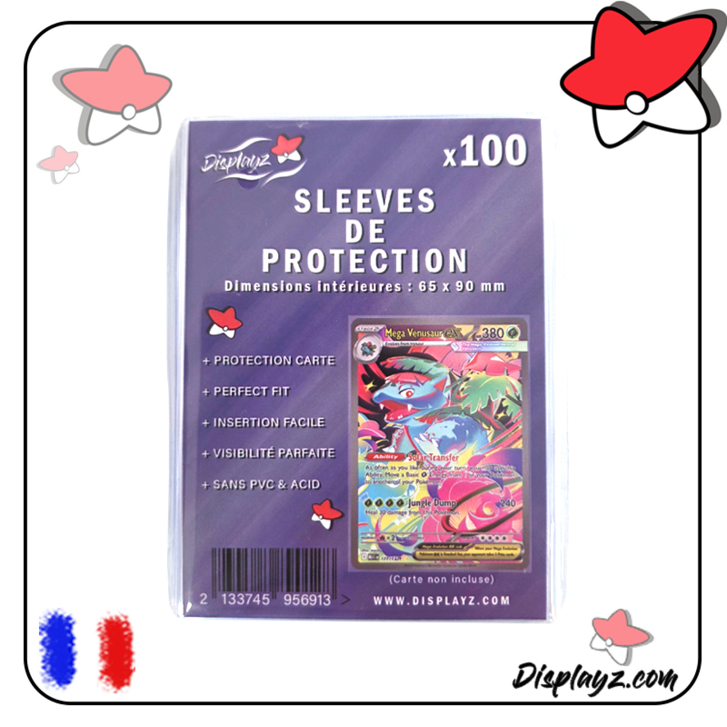 Paquet de 100 Sleeves PERFECT FIT Displayz Pokémon One Piece Magic etc